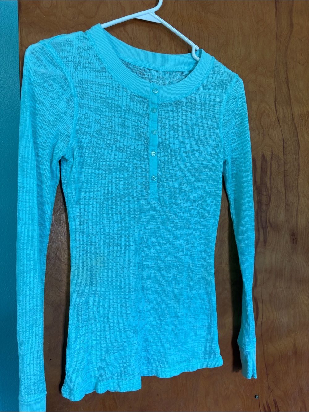 Xhilaration Long-Sleeve Henley Top in Teal